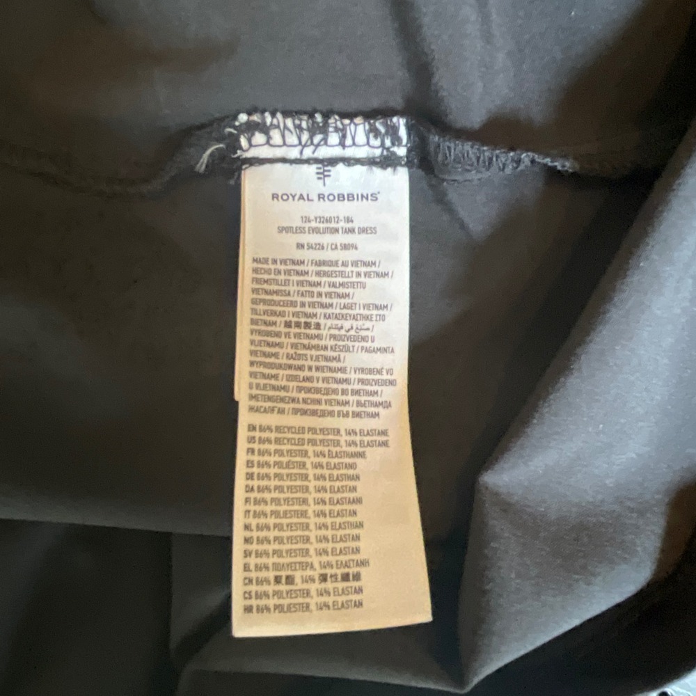 Royal Robbins Spotless Evolution Tank Dress Black UPF 50+ Y326012 Womens 12 - Picture 8 of 11